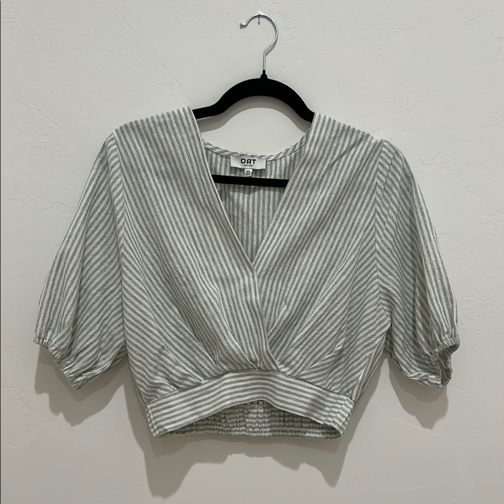Oat Women's Gray Striped Top XS